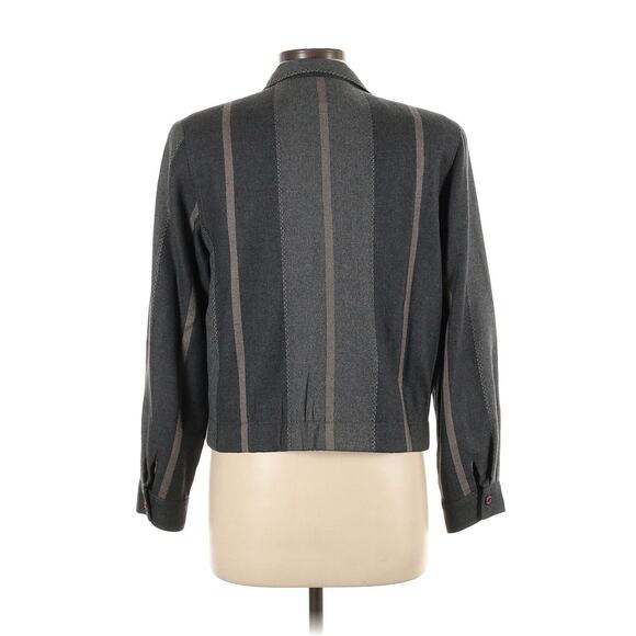 VTG Rene Portier Grey Stripe Bomber Jacket Retro 12 - Picture 2 of 3